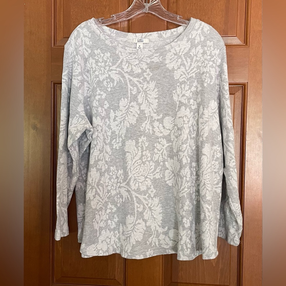Craft & Battow Women’s Sz 1X Gray Long Sleeve Top Relaxed Fit